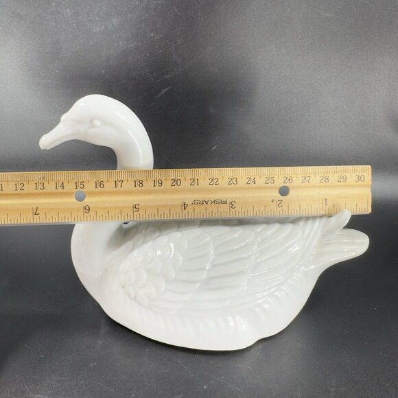 1960s Japanese Large Heavy White Ceramic Stoneware Duck Swan Bird Figurine Japan - Picture 3 of 10